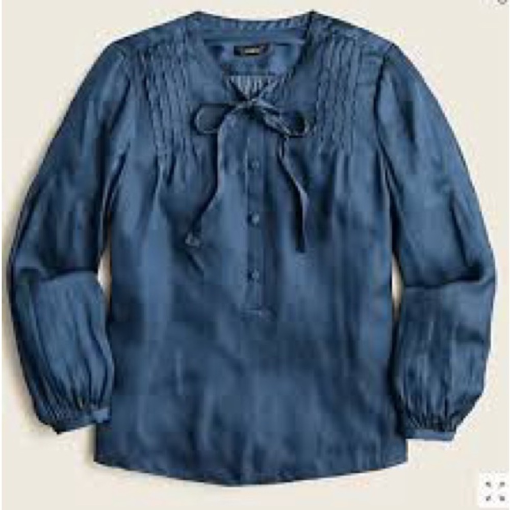 JCrew Featherweight Satin Tie Neck Top